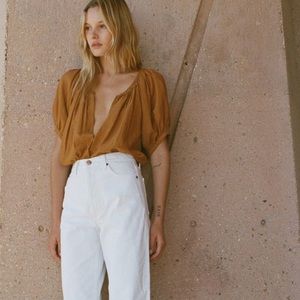 Doen June Top in Mustard/ Ochre size M